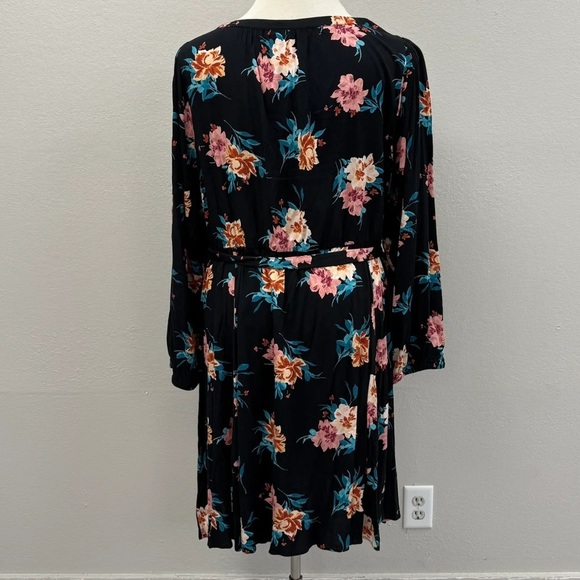 Torrid Black Floral Mini Stretch Challis Aline Dress - New - Size 26 (4) - Picture 4 of 5